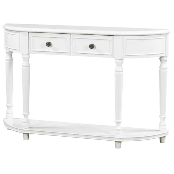 52 in. W 33.4 in. H x 12.6 in. D Solid Wood Rectangular Console Table ...
