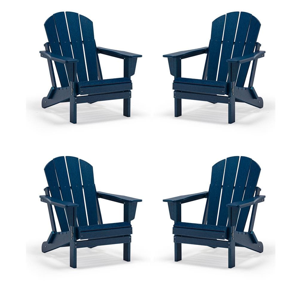 Uixe Classic Navy Blue Folding Plastic Adirondack Chair 4 Pack ADK   Uixe Metal Adirondack Chairs Adk 2set Hjl 4 64 1000 