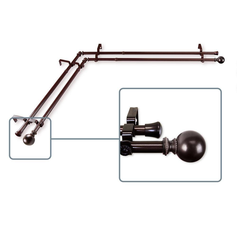 28 in. to 48 in. Adjustable 13/16 in. Corner Window Double Curtain Rod in C