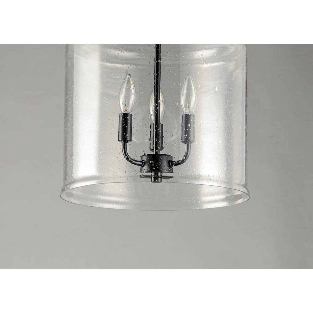 Acadia Black Seedy Glass 3-Light Drum Pendant