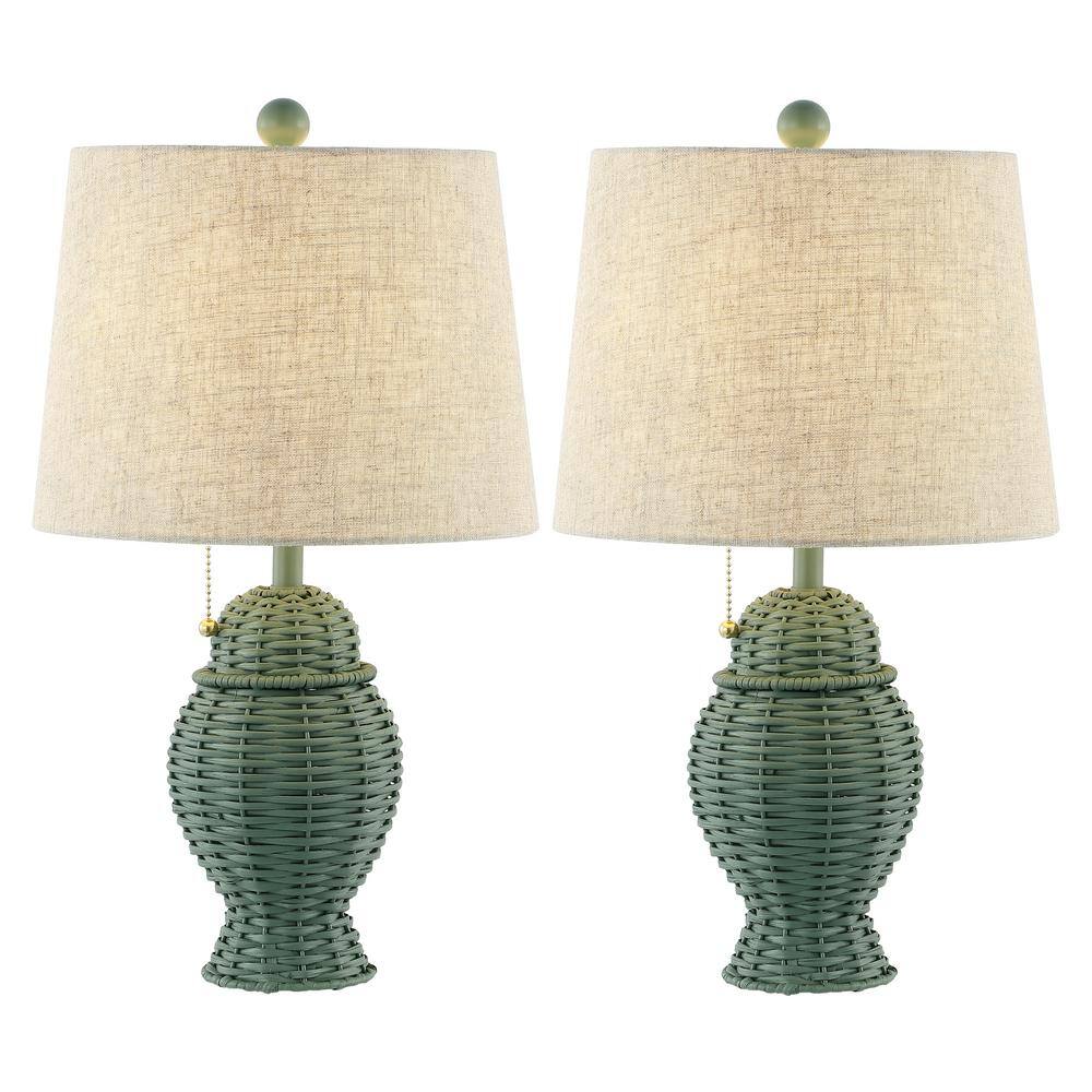 JONATHAN Y Margie Wicker 20.5 in. Bohemian Rustic Iron LED Table Lamp