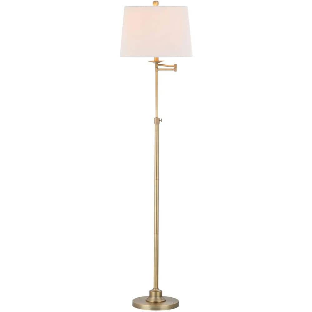 Nadia Gold Adjustable Floor Lamp with White Cotton Shade
