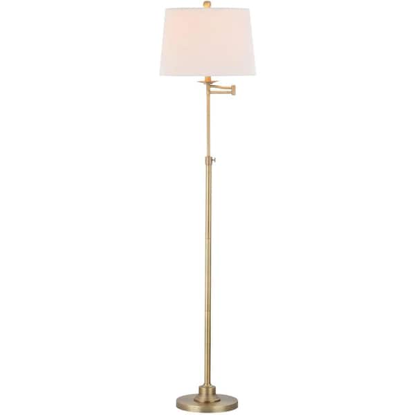 SAFAVIEH Nadia 64.25 in. Gold Floor Lamp with Off-White Shade LIT4337A