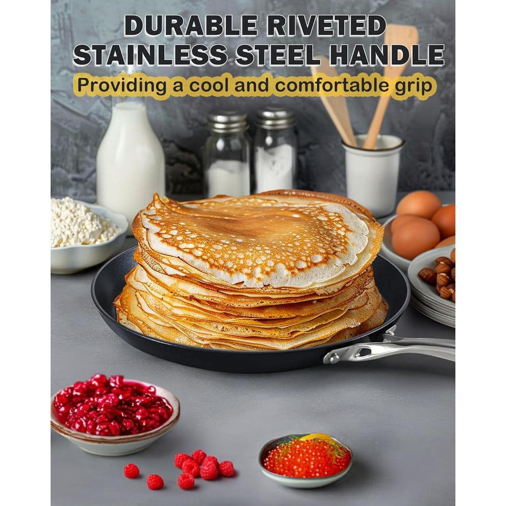 10.5-Inch Black Hard Anodized Nonstick Crepe Pan