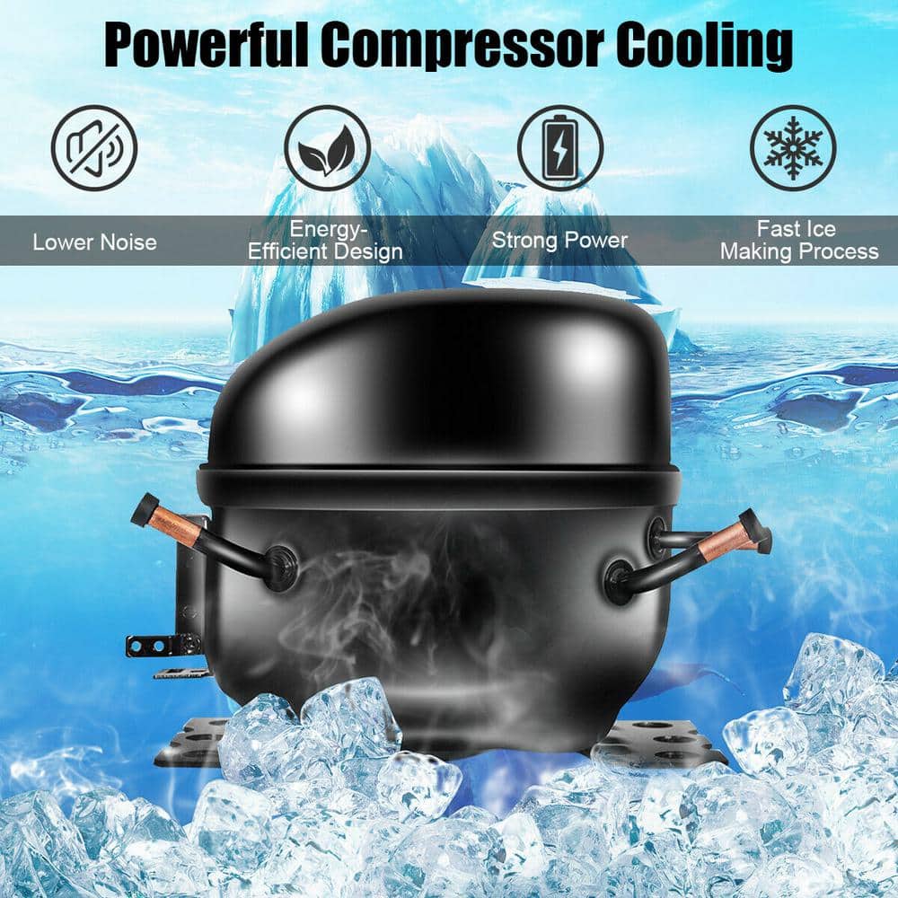 Silver Stainless Steel Portable Ice Maker with LCD Display