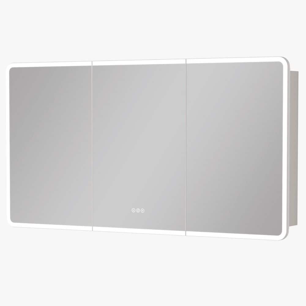 Aura 60 in. W x 32 in. H Rectangular Aluminum Medicine Cabinet with Mirror, Triple Door, Wall/Recessed, 3-Button Memory price history on PriceWatchPro