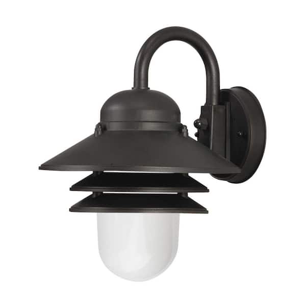 SOLUS Nautical Black Outdoor Hardwired Lantern Sconce with 4000K LED Bulb and Opal Acrylic Diffuser