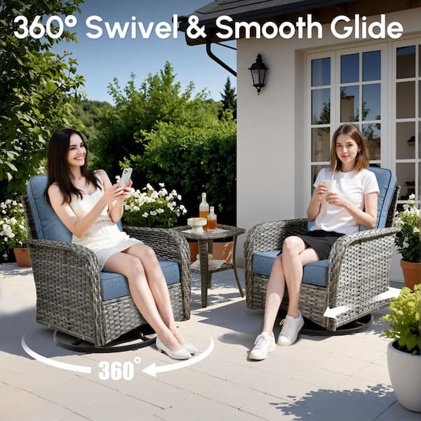 XIZZI Paradise 8 Pieces Wicker Outdoor Patio and Swivel Rocking