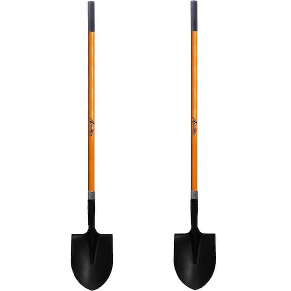 Ashman Online 47 in. L Fiberglass Long Handle Digging Round Shovel, with Heavy-Duty Metal Blade Shovel (2-Pack)
