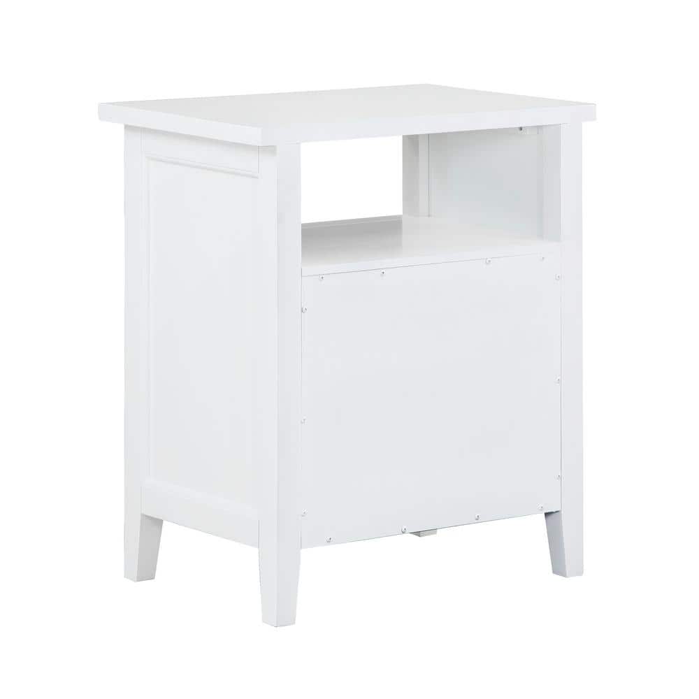 Walker White Poplar Wood 2-Drawer Nightstand with Nickel Knobs