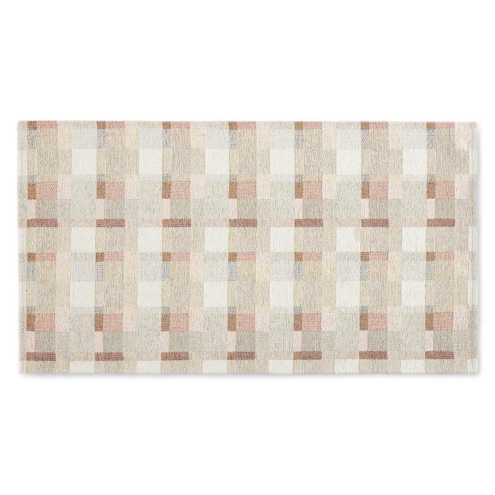 MARTHA STEWART Stella Owen Plaid Beige Brown 20 In X 36 In Slip   Beige Brown Martha Stewart Kitchen Mats 20 Ownpld 162 64 1000 