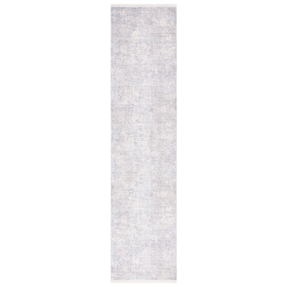 Marmara Gray and Beige Viscose Runner Rug, 2' x 8'
