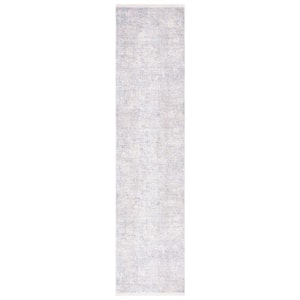 Marmara Gray/Beige/Blue 2 ft. x 8 ft. Runner Solid Abstract Area Rug