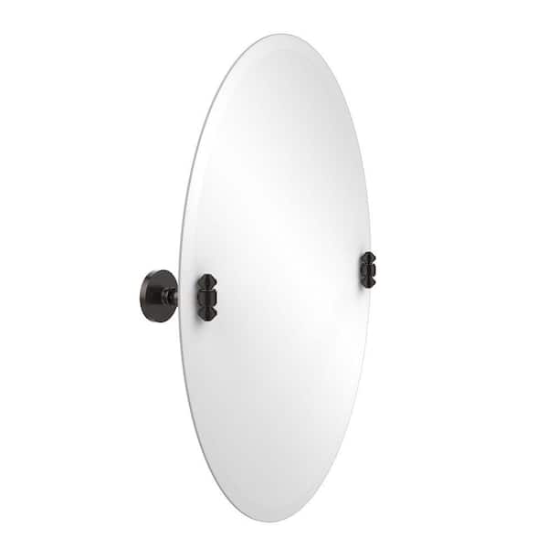 Allied Brass South Beach Collection 21 in. x 29 in. Frameless Oval Single Tilt Mirror with Beveled Edge in Oil Rubbed Bronze