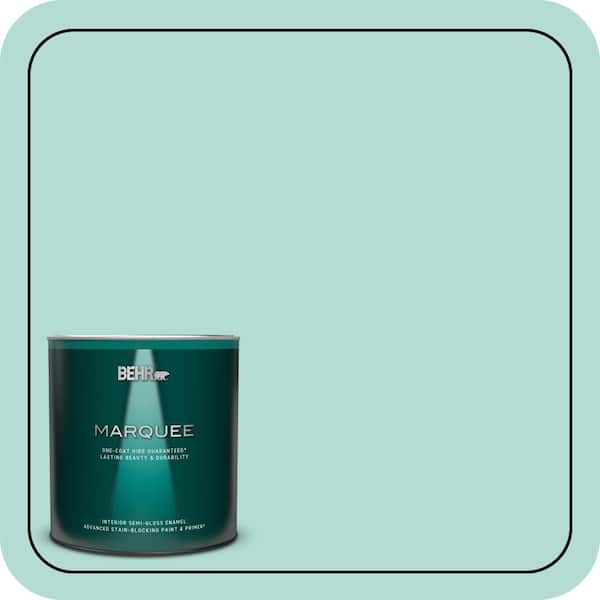 BEHR MARQUEE 1 qt. #490C-3 Balmy Seas Semi-Gloss Enamel Interior Paint & Primer
