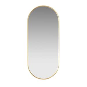 Miajadas 19.7 in. W x 45 in. H Oval Aluminum Framed Wall Bathroom Vanity Mirror in Gold