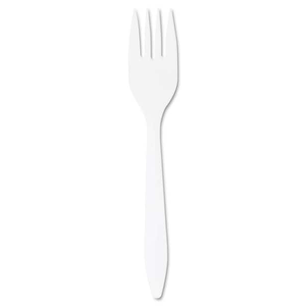DART Mediumweight Polypropylene Forks, White, 1000 Per Case