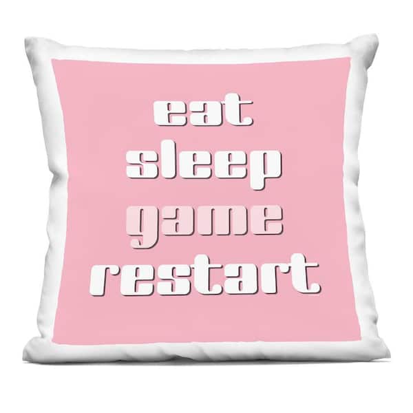 Stupell Industries Gamer Phrases on Pink Pink Abstract Polyester 18 in. x 18 in. Throw Pillow