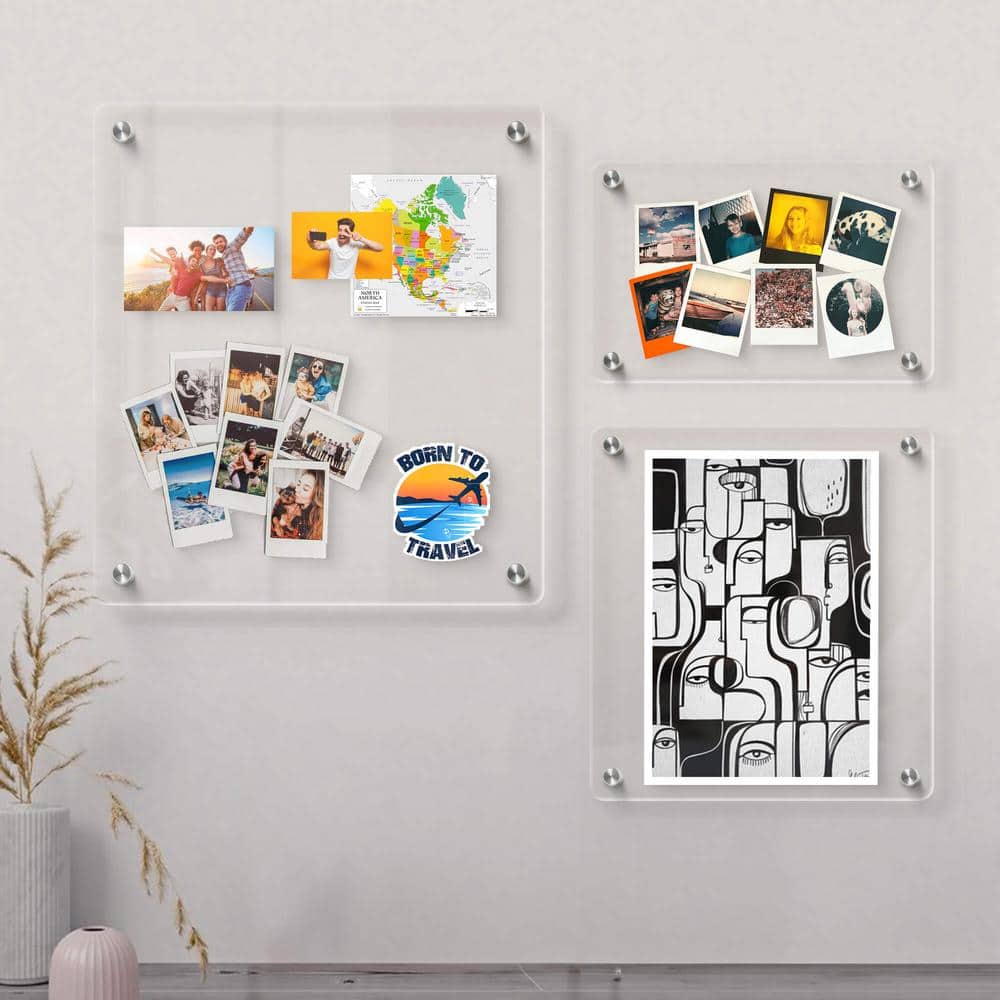 23" x 33" Clear Acrylic Floating Frame with Chrome Wall Mounts