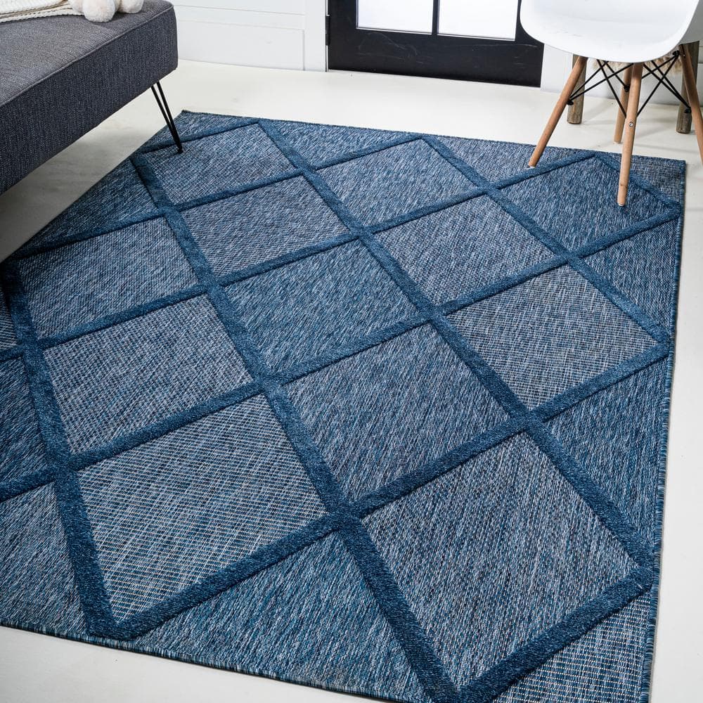 Navy Mediterranean Trellis 63'' Handmade Synthetic Area Rug