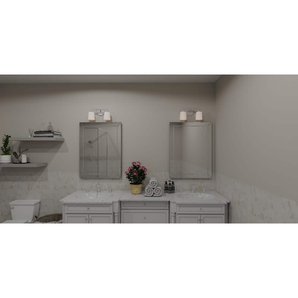 Cecilia Brushed Nickel 2-Light Vanity with Sandblasted Glass Shades