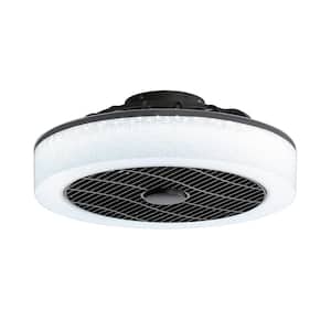 Simonetta 20 in. Indoor Black Flush Mount Ceiling Fan with Light, Low Profile Ceiling Fan with Remote Control