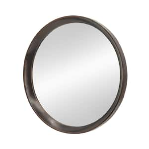 19.80 in. W x 19.80 in. H Round Framed Wall Bathroom Vanity Mirror in Dark Brown