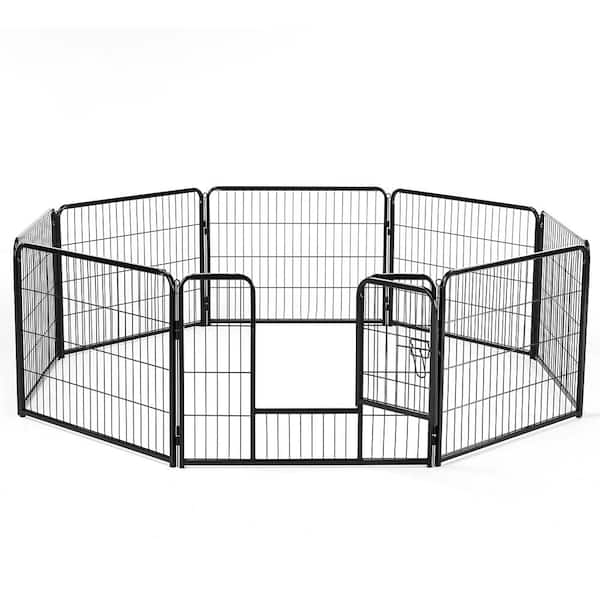 Unbranded Dog Playpen, 24 in. H 8 Panels Fence Indoor Outdoor Heavy-Duty Metal Foldable Dog Kennel Dog Pen with Door