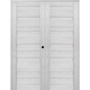 Louver 60 in. x 83.25 in. Left-Hand Active Ribeira Ash Wood Composite Double Prehung Interior Door