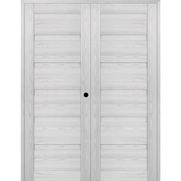 Belldinni Louver 60 in. x 83.25 in. Left-Hand Active Ribeira Ash Wood Composite Double Prehung Interior Door