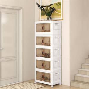 White 67 in. Accent Cabinet with Lockable Wheels 3 Pack Folding PP Home Organizer