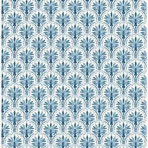 Scalloping Bliss Blue Vinyl Peel and Stick Wallpaper Roll (Covers 30.75 sq. ft.)