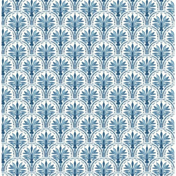 Tommy Bahama Scalloping Bliss Blue Vinyl Peel and Stick Wallpaper Roll (Covers 30.75 sq. ft.)