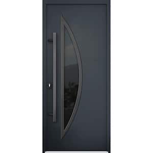 36 in. x 80 in. Right-hand/Inswing Tinted Glass Black Enamel Steel Prehung Front Door with Hardware