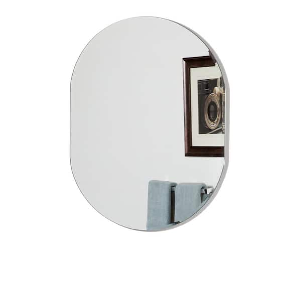 Decor Wonderland Khloe Mini 22 in. W x 28 in. H Oval Beveled Frameless Wall Bathroom Vanity Mirror with Dual Mounting Brackets