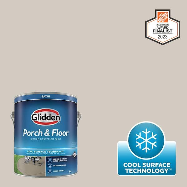 Glidden Porch and Floor 1 gal. White/Base 1 Satin Interior/Exterior Porch and Floor Paint with Cool Surface Technology