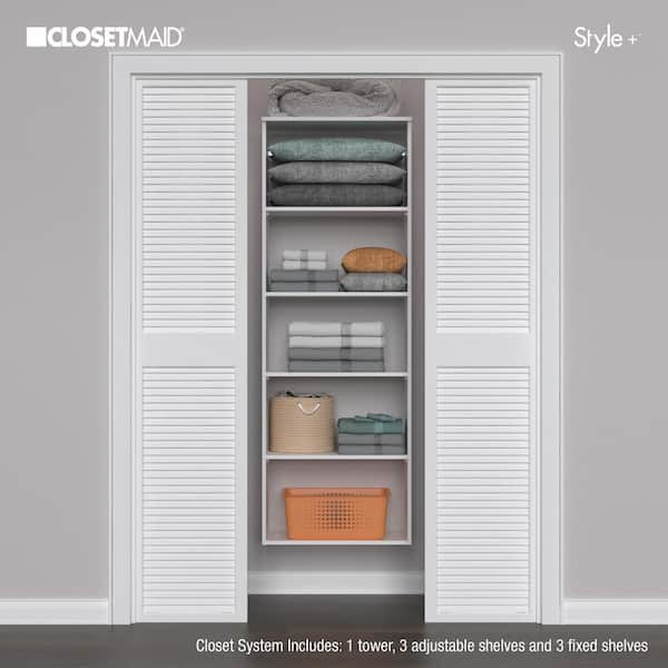 Style+ 25 in. W White Hanging Wood Closet Tower