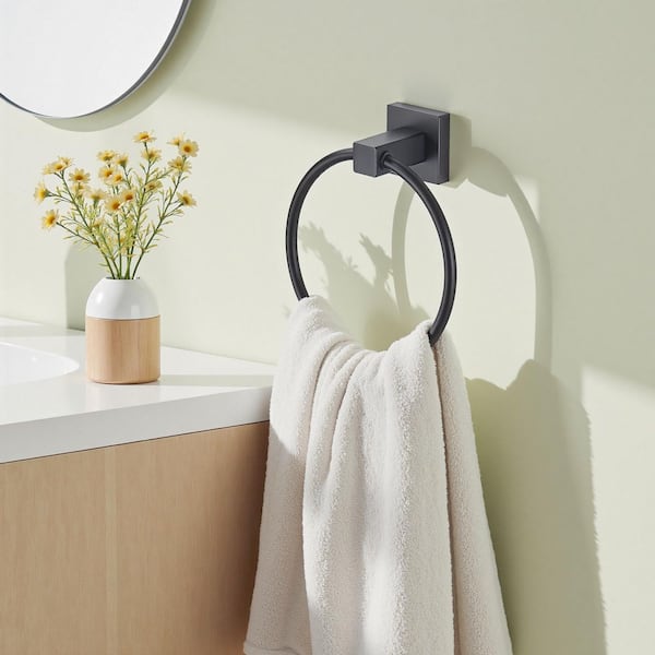 Bathroom Towel Ring Wall Mounted In Matte Black