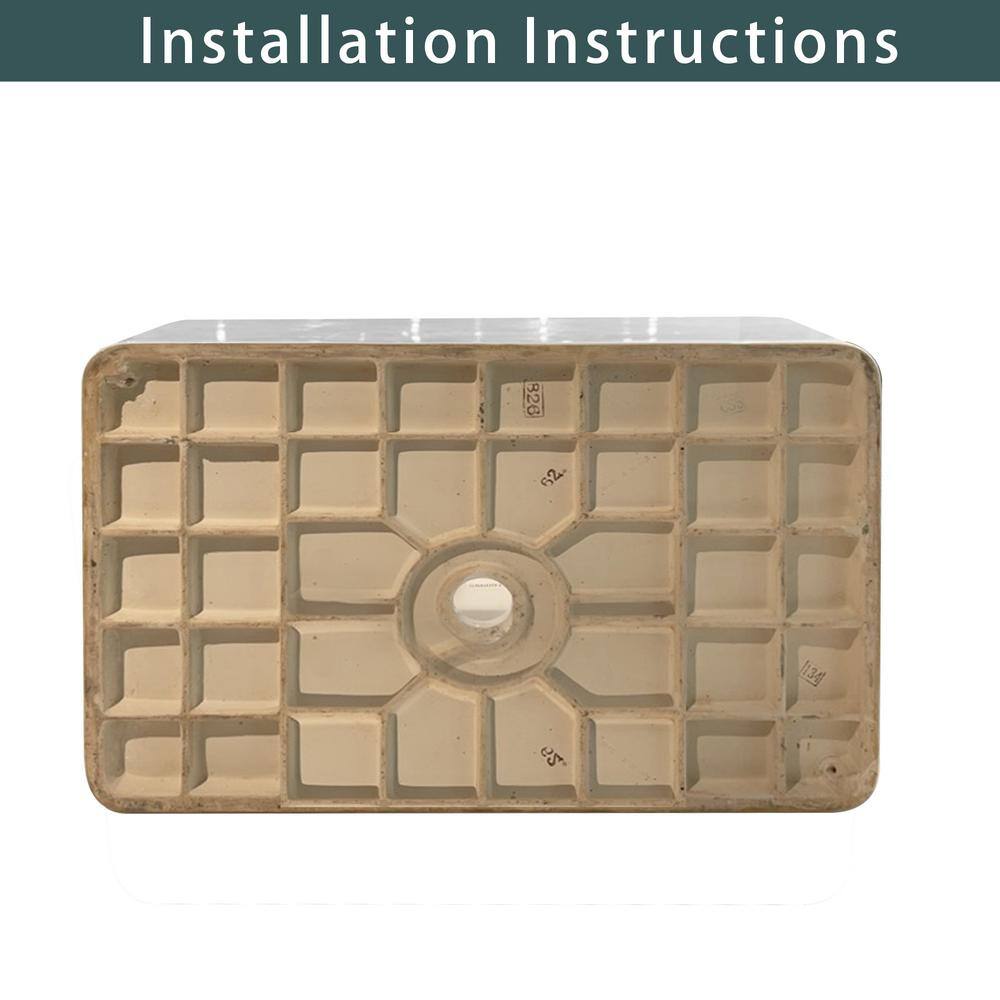 White Fireclay Single Bowl Farmhouse Kitchen Sink with Grid