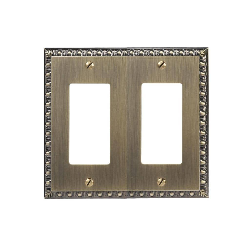 Brushed Brass Double Rocker Cast Metal Wallplate