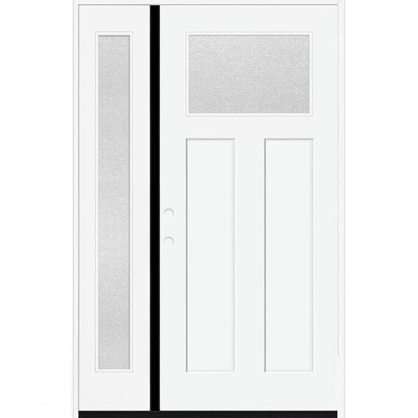 Steves & Sons Palisade 53 x 80 in. 1/4-Top Micro Granite Impact Glass RHIS Unfinished Fiberglass Prehung Front Door w/14 in. SL 6-9/16