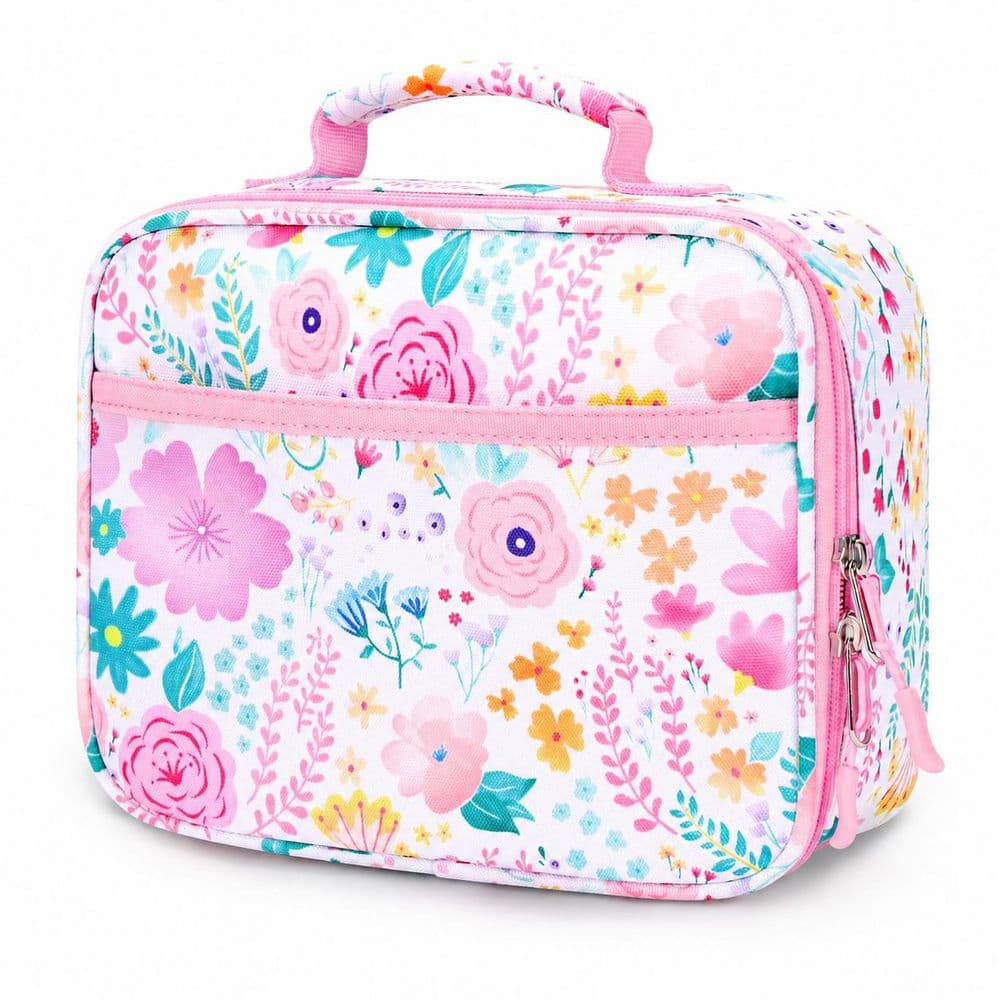 Flower Pink Insulated Reusable Lunch Bag for Kids School Easy-Clean Water-Resistant with Front Zipper Pocket price history on PriceWatchPro