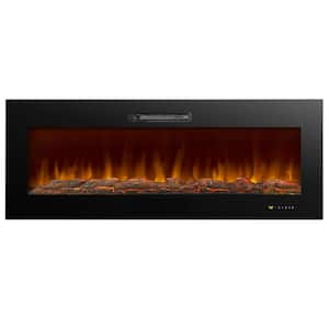 50 in. 750-Watt/1500-Watt Wall-Mount Electric Fireplace with Remote Control Touch Screen in Black
