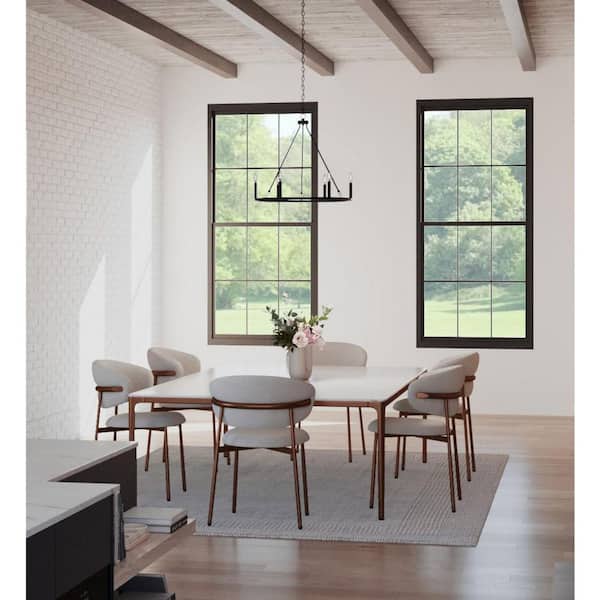 Progress Lighting Gilliam 6-Light Matte Black Farmhouse Chandelier
