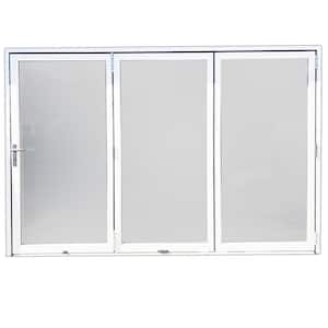 Teza 90-Series 120 in. x 80 in. Gloss White Right to Left Folding Aluminum Bi-Fold Patio Door