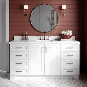 Taylor 67 in. W x 22 in. D x 36 in. H Single Sink Freestanding Bath Vanity in White with Pure White Quartz Top