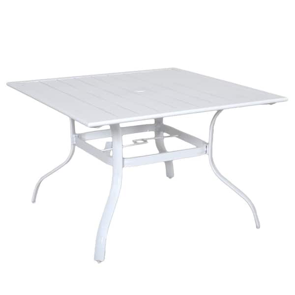 Hampton Bay 42 In Commercial Aluminum Square Outdoor Patio Slat Top Dining Table White 191a192642tslwh The Home Depot - Allen And Roth Everchase White Patio Dining Set Hampton Bay 42 In Commercial Aluminum Square Outdoor Patio Slat Top Dining Table White 191a192642tslwh The Home Depot - Allen And Roth Everchase White Patio Dining Set