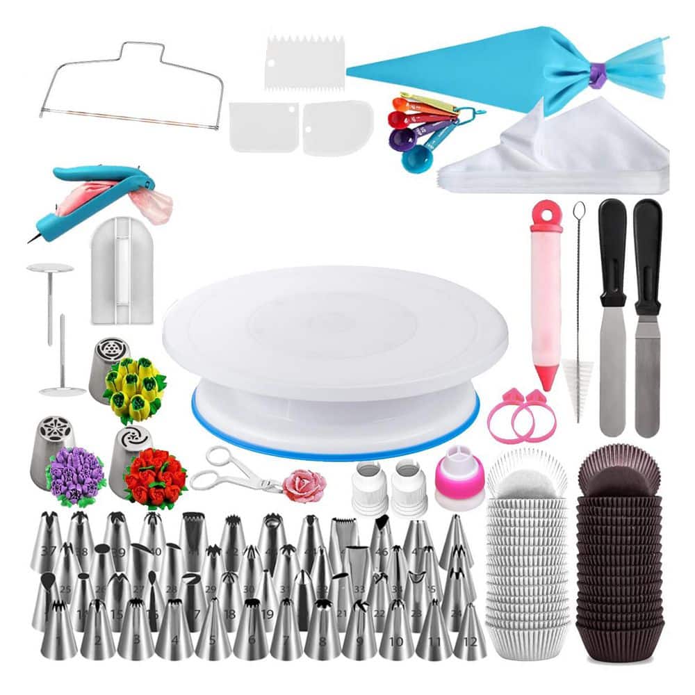 206-Piece Cake Decorating Set w/ Stainless Steel Tips, Non-Slip Turntable, Piping Tips, Reusable Bags price history on PriceWatchPro