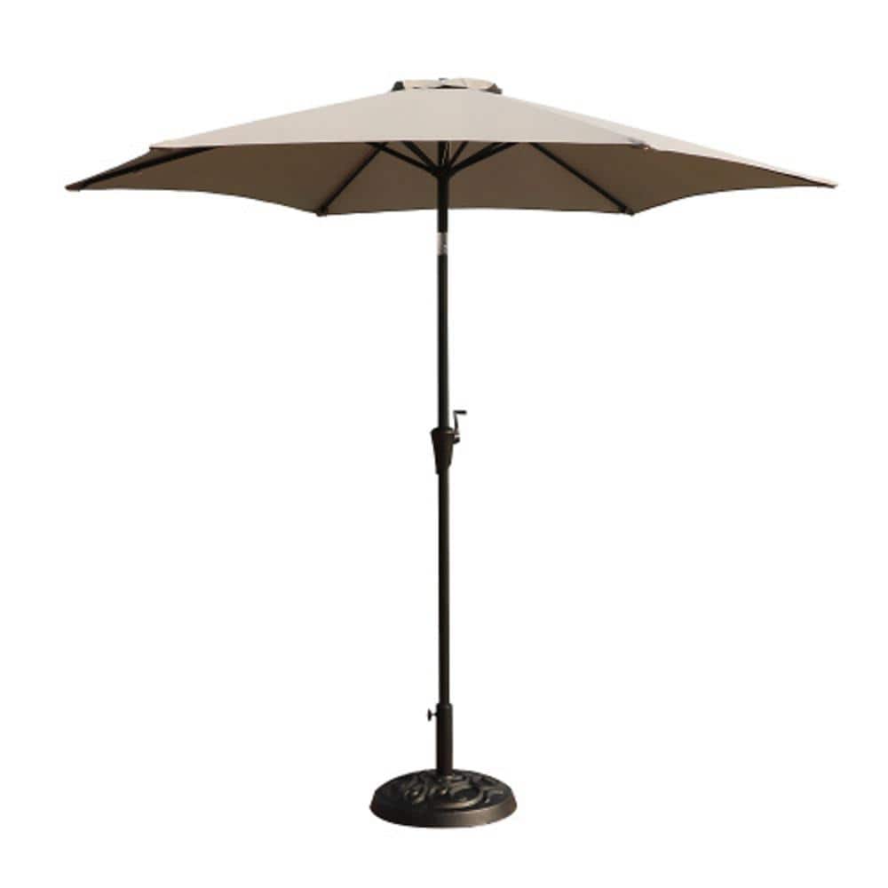 9 ft. Aluminum Outdoor Market Patio Umbrella in Gray with Round Resin Umbre