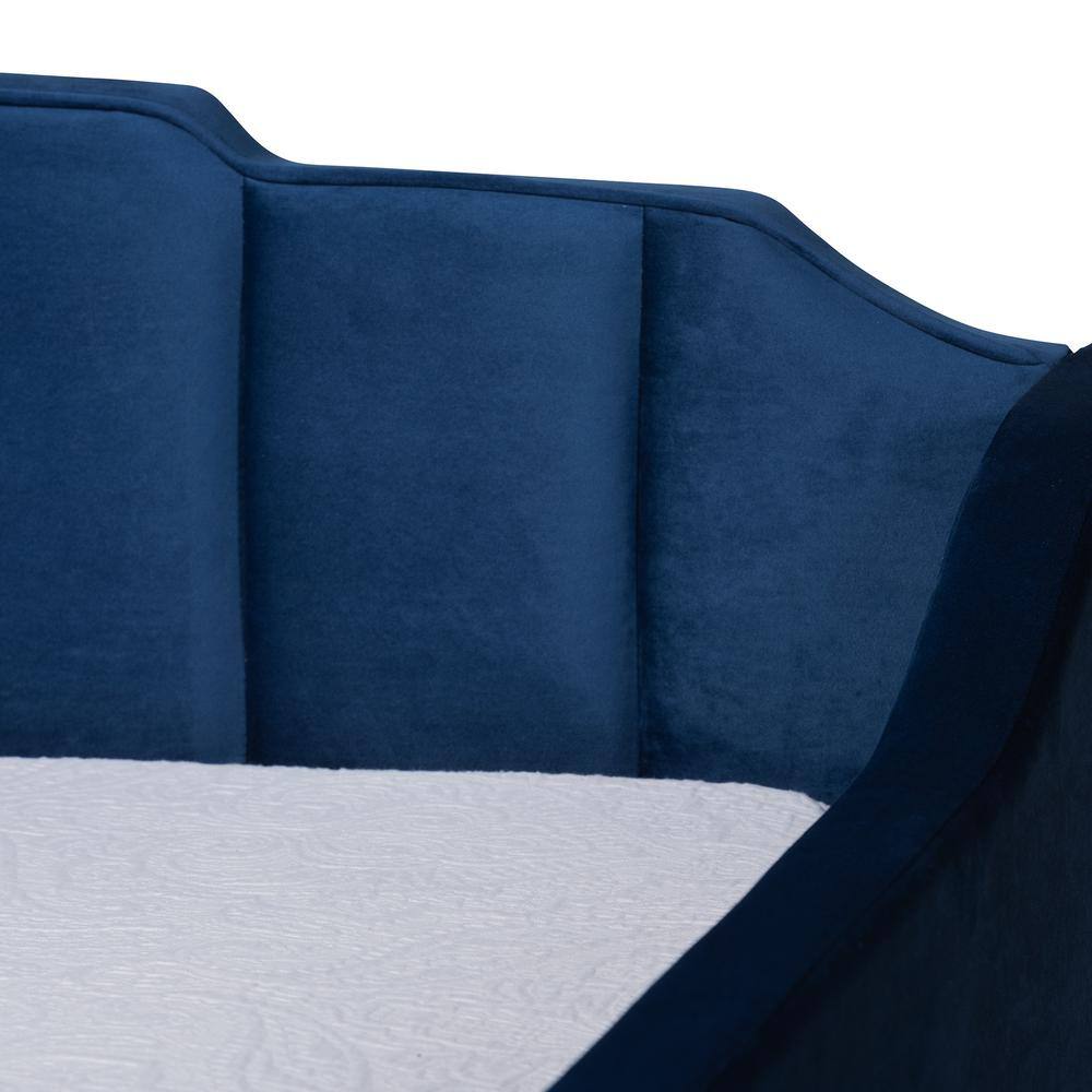 Navy Blue Velvet Upholstered Twin Daybed with Trundle